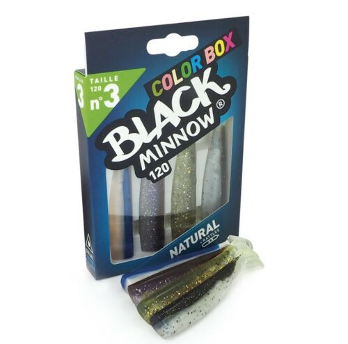 Fiiish Black Minnow Color Box Silicone Fish No.3 120mm 6gr-50gr (Set OF 4) - BM954 (Natural+Rattles)