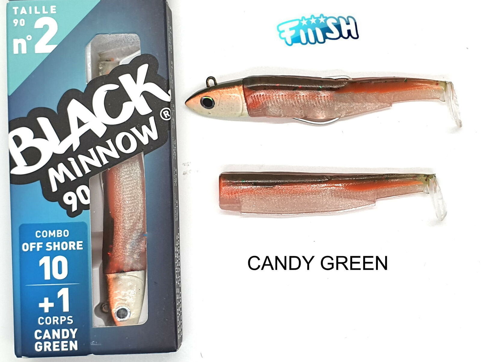 FIIISH BLACK MINNOW COMBO SILICONE ARTIFICIAL FISH No.2 90mm 10gr (PENCIL HEAD HOOK)
