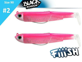 FIIISH BLACK MINNOW DOUBLE COMBO SILICONE ARTIFICIAL FISH No.2 90mm 5gr (SET OF 2 - PENCIL HEAD HOOK) - BM1486 (Rose Fluo)